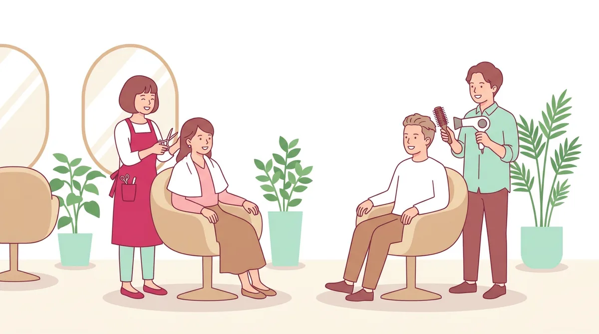 同性と異性、どちらの美容師がいい？のイラスト